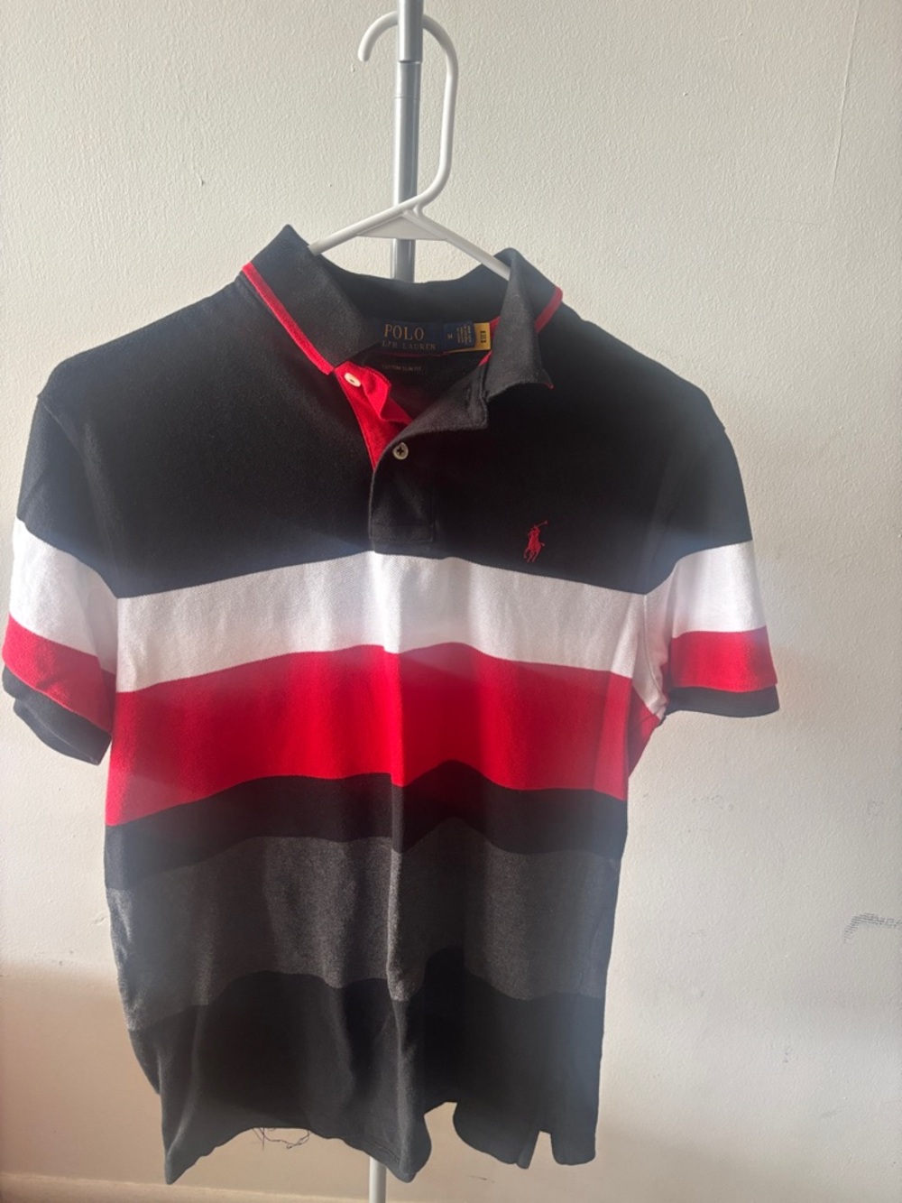Polo by Ralph Lauren Black, Red & White Striped Men’s Polo